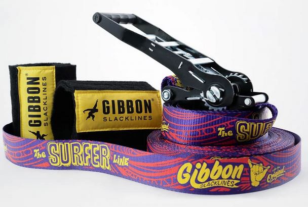 Gibbon - Slackline-Set - Surfer Line mit Baumschutz 30m/5cm - lila 1 Gibbon - Slackline-Set - Surfer Line mit Baumschutz 30m/5cm - lila