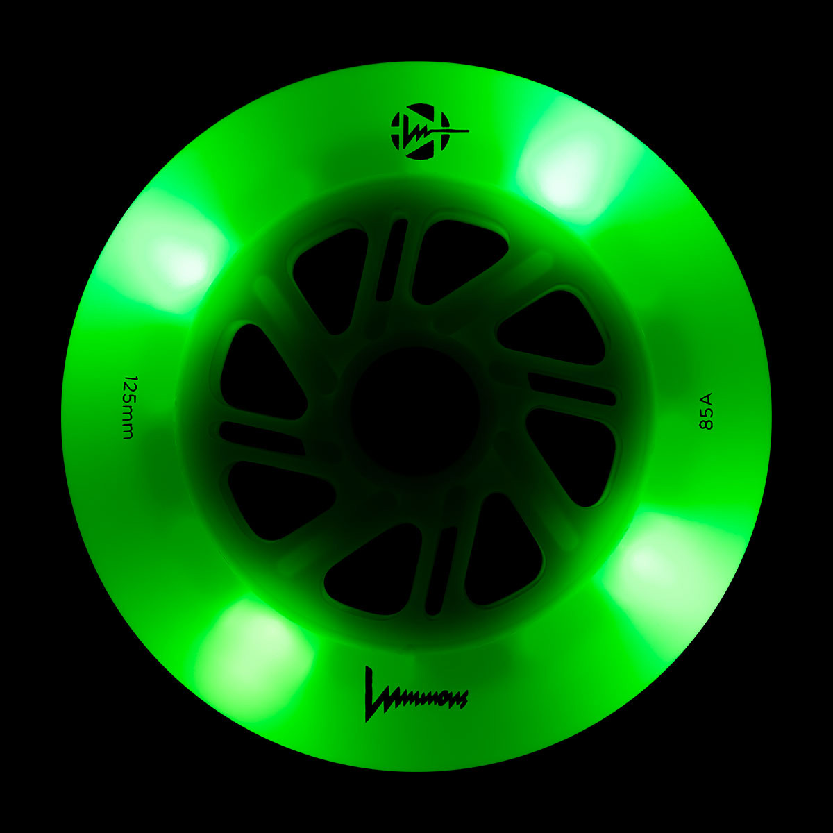Luminous-LED Wheels green apple glow - green led 125mm/85A 1 Luminous-LED Wheels green apple glow - green led 125mm/85A